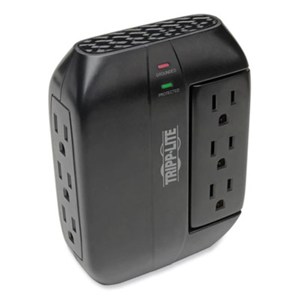 Swivel6 Six-Outlet, Direct Plug-In Surge Suppressor, 6 Ac Outlets, 1,500 J, Black