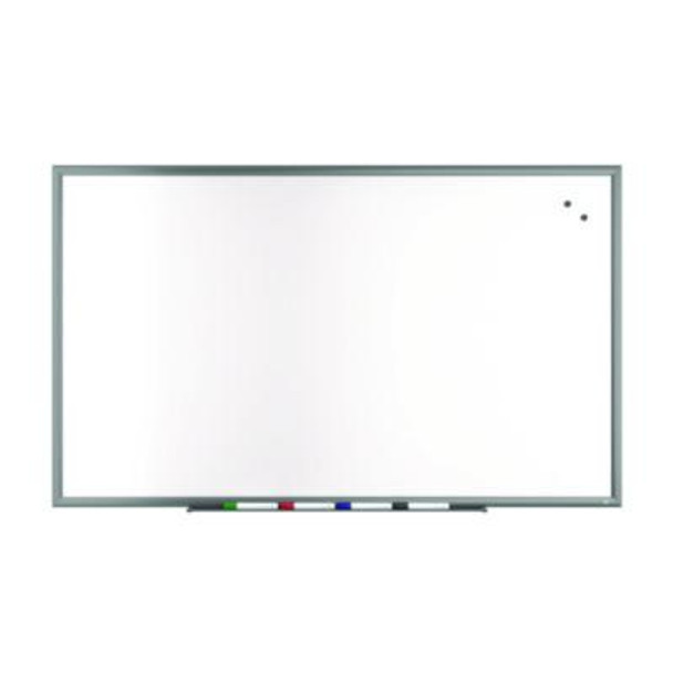Magnetic Porcelain Dry Erase Board, 60" x 36", White Surface, Gray/Natural Aluminum Frame