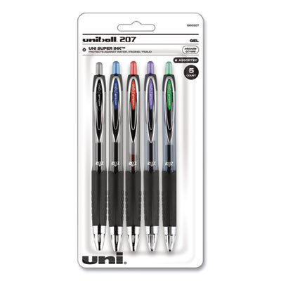 Signo 207 Gel Pen, Retractable, Medium 0.7 Mm, Assorted Ink And Barrel Colors, 5/Pack