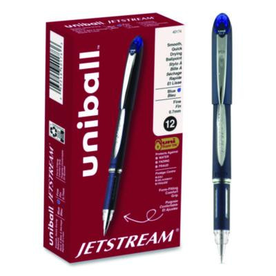 Jetstream Hybrid Gel Pen, Stick, Fine 0.7 Mm, Blue Ink, Blue/Silver Barrel