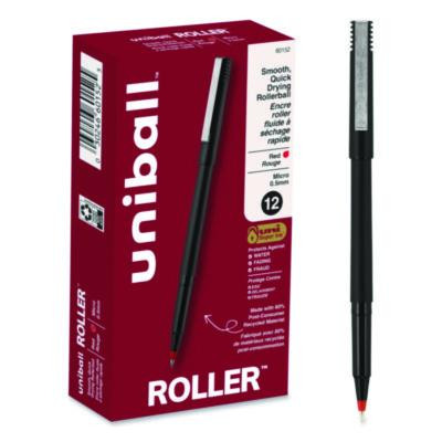 Rollerball Pen, Stick, Micro 0.5 Mm, Red Ink, Black/Red Barrel, Dozen