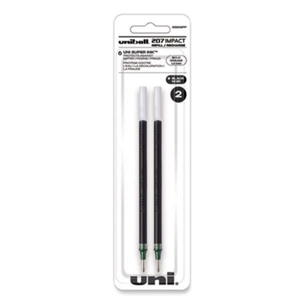 207 Impact Gel Stick Pen Refills, Bold 1 Mm Conical Tip, Black Ink, 2/Pack