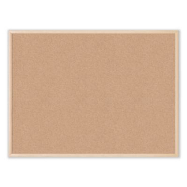 Cork Bulletin Board, 48" x 36" (Actual Size: 47" x 35"), Tan Surface, Birch Finished Wood Frame
