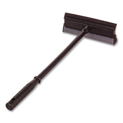 Auto Squeegee, 8" Rubber Blade, 8" Mesh Scrubber, 21" Plastic Handle With Grip, Black