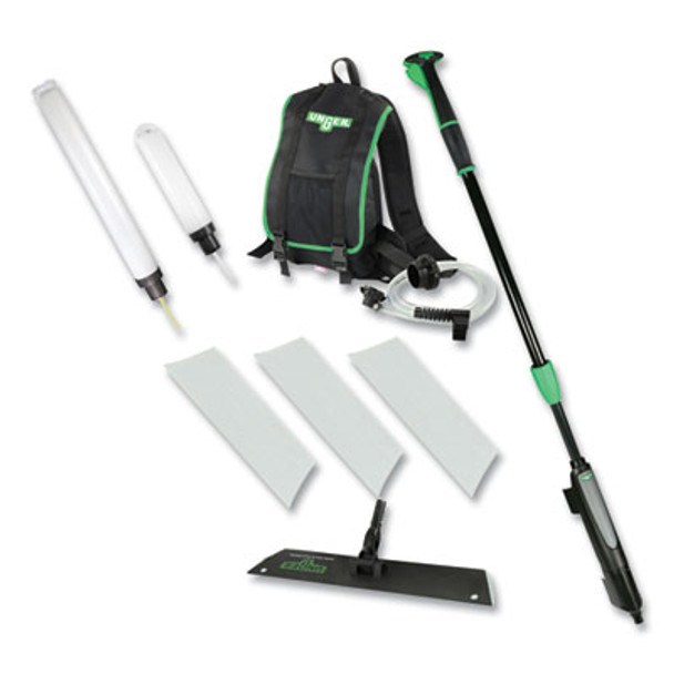Excella Floor Finishing Kit, 20" Head, 48" To 65" Black/Green Plastic Handle