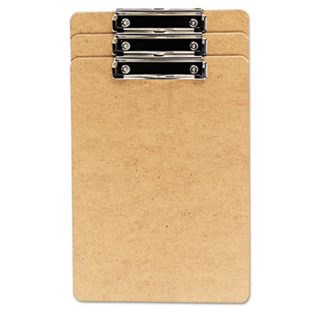 Hardboard Clipboard With Low-Profile Clip, 0.5" Clip Capacity, Holds 8.5 x 14 Sheets, Brown, 3/Pack