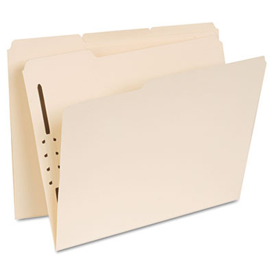 Reinforced Top Tab Fastener Folders, 1/3-Cut Tab: Assorted, Expands 0.75", 1 Fastener, Letter Size, Manila, 50/Box