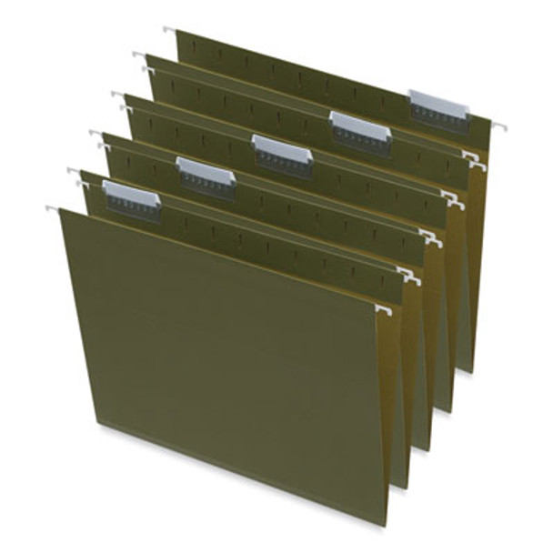 Box Bottom Hanging File Folders, 1" Capacity, Letter Size, 1/5-Cut Tabs, Standard Green, 25/Box
