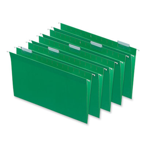 Deluxe Bright Color Hanging File Folders, Legal Size, 1/5-Cut Tabs, Bright Green, 25/Box