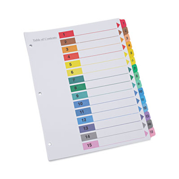 Deluxe Table Of Contents Dividers For Printers, 15-Tab, 1 To 15; Table Of Contents, 11 X 8.5, White, 6 Sets