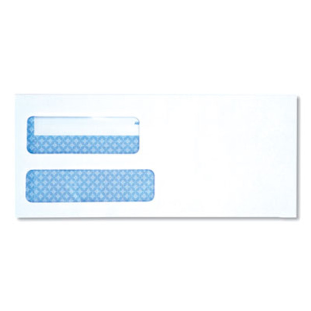 Double Window Business Envelope, #9, Square Flap, Self-Adhesive Closure, 3.88 x 8.88, White, 500/Box