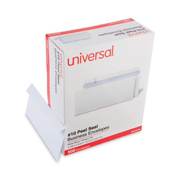 Peel Seal Strip Security Tint Business Envelope, #10, Square Flap, Self-Adhesive Closure, 4.25 x 9.63, White, 500/Box