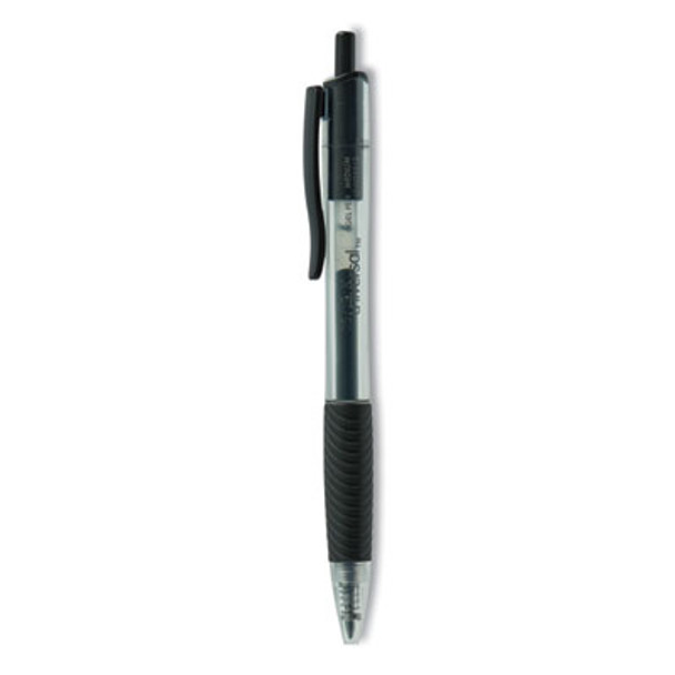 Comfort Grip Gel Pen, Retractable, Medium 0.7 Mm, Black Ink, Clear/Black Barrel, Dozen