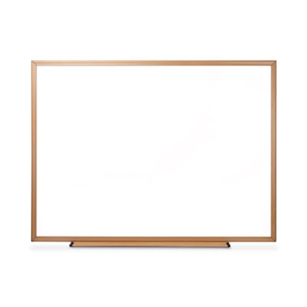 Deluxe Melamine Dry Erase Board, 48" x 36", White Surface, Oak Finished Fiberboard (Mdf) Frame