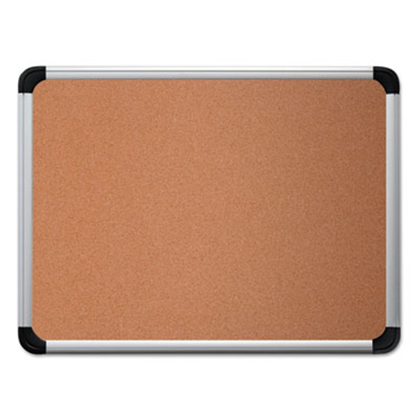 Cork Board With Aluminum Frame, 36" x 24", Tan Surface, Satin Aluminum Frame