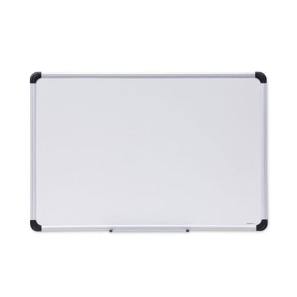 Deluxe Porcelain Magnetic Dry Erase Board, 36" x 24", White Surface, Silver/Black Aluminum Frame