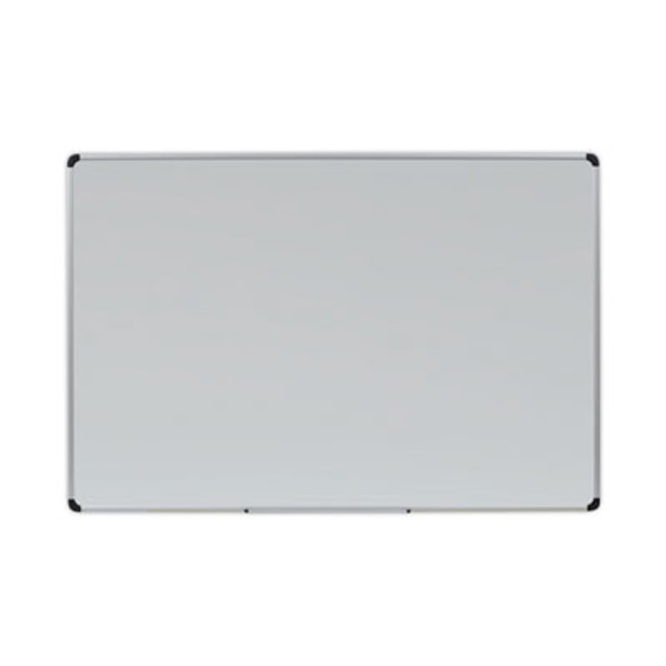 Deluxe Porcelain Magnetic Dry Erase Board, 72" x 48", White Surface, Silver/Black Aluminum Frame