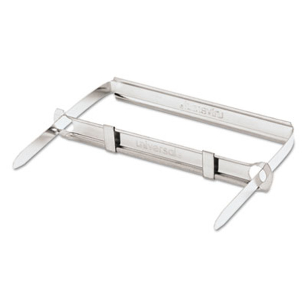 Two-Piece Two-Prong Paper Fastener Base And Compressor Sets, 2" Capacity, 2.75" Center To Center, Silver, 50/Box