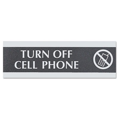 Century Series Office Sign,Turn Off Cell Phone, 9 X 3