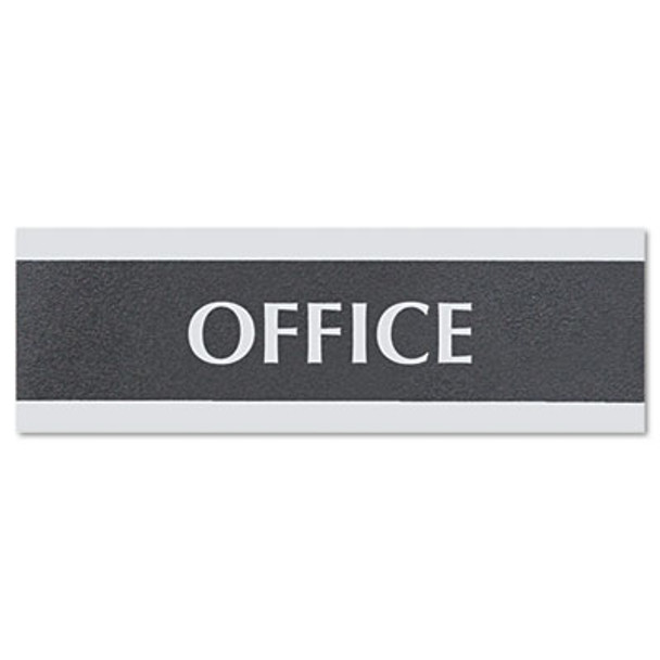 Century Series Office Sign, Office, 9 X 3, Black/Silver