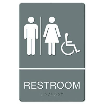 Ada Sign, Restroom/Wheelchair Accessible Tactile Symbol, Molded Plastic, 6 X 9