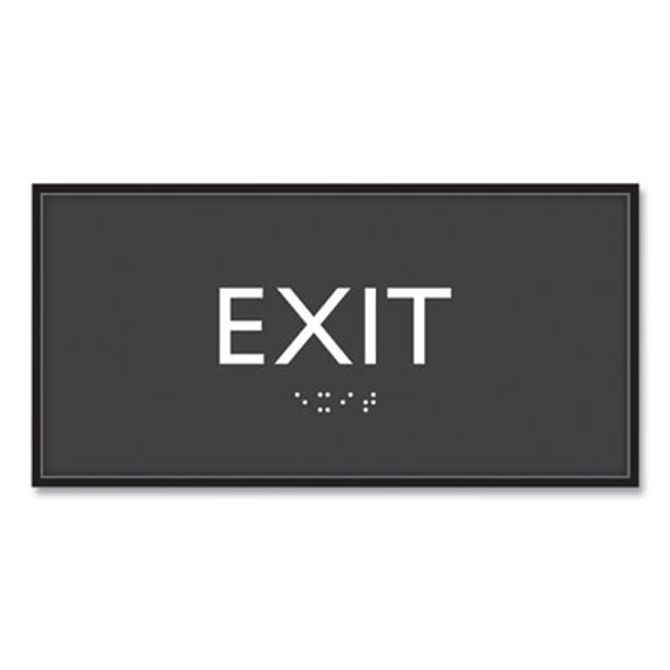 Ada Sign, Exit, Plastic, 4 x 4, Clear/White
