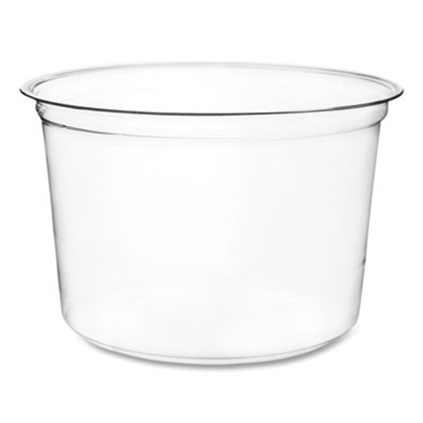 Round Deli Pots, Compostable, 16 Oz, 4.6 Diameter x 3" h, Clear, Plastic, 500/Carton