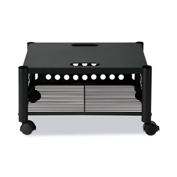 Underdesk Machine Stand, Metal, 2 Shelves, 90 Lb Capacity, 21.5" x 17.88" x 11.5", Black
