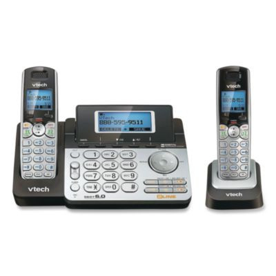 Ds6151-2 Two-Handset Two-Line Cordless Phone With Answering System, Black/Silver
