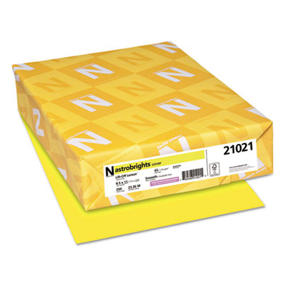 Color Cardstock, 65 Lb Cover Weight, 8.5 x 11, Lift-Off Lemon, 250/Pack