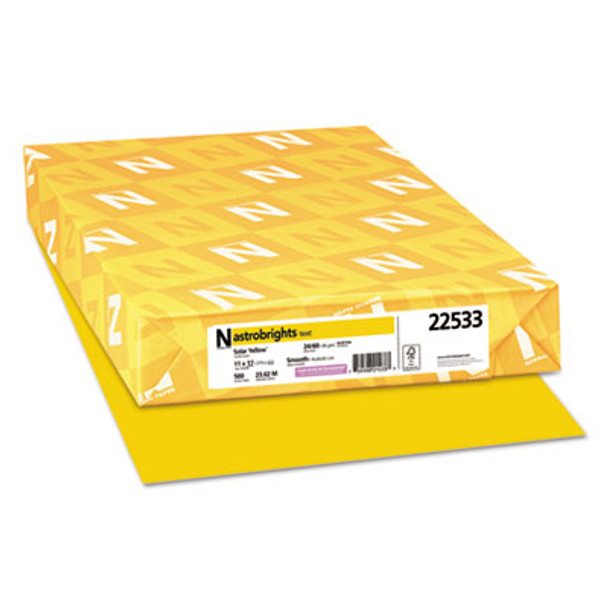 Color Paper, 24 Lb Bond Weight, 11 x 17, Solar Yellow, 500/Ream