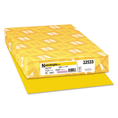 Color Paper, 24 Lb Bond Weight, 11 x 17, Solar Yellow, 500/Ream