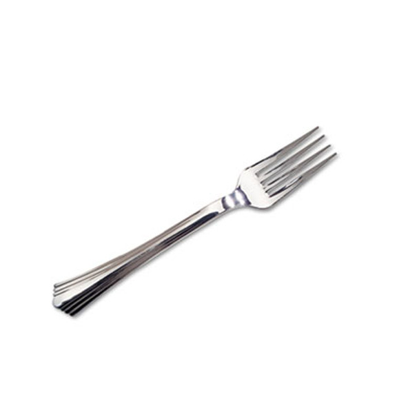 Reflections Heavyweight Plastic Utensils, Fork, Silver, 80/Box