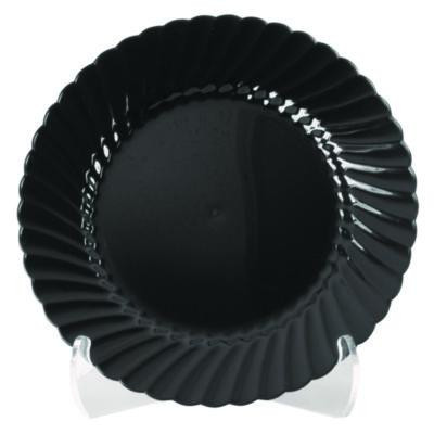 Classicware Plastic Plates, 9" Dia, Black, 10/Pack, 18 Packs/Carton