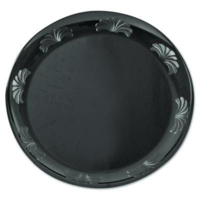 Designerware Plastic Plates, 7.5" Dia, Black, 10/Pack, 18 Packs/Carton