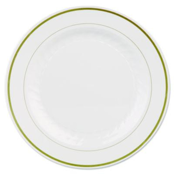 Masterpiece Plastic Plates, 10.25" Dia, Ivory/Gold, 10/Pack, 12 Packs/Carton