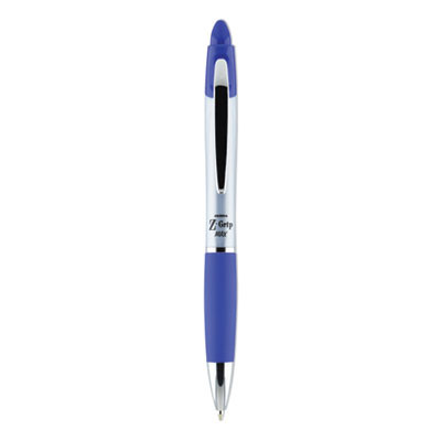 Z-Grip Max Ballpoint Pen, Retractable, Medium 1 Mm, Blue Ink, Silver/Blue Barrel, 12/Pack