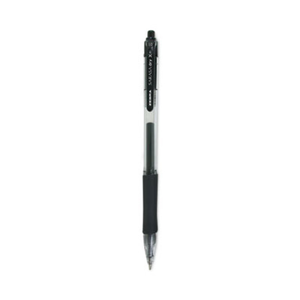 Sarasa Dry Gel X20 Gel Pen, Retractable, Bold 1 Mm, Black Ink, Clear/Black Barrel, 12/Pack