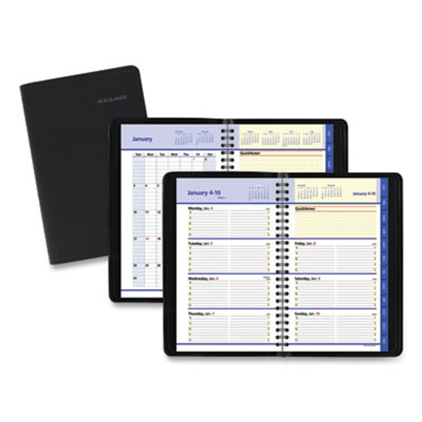 Quicknotes Weekly Block Format Appointment Book, 8.5 x 5.5, Black Cover, 12-Month (Jan To Dec): 2026