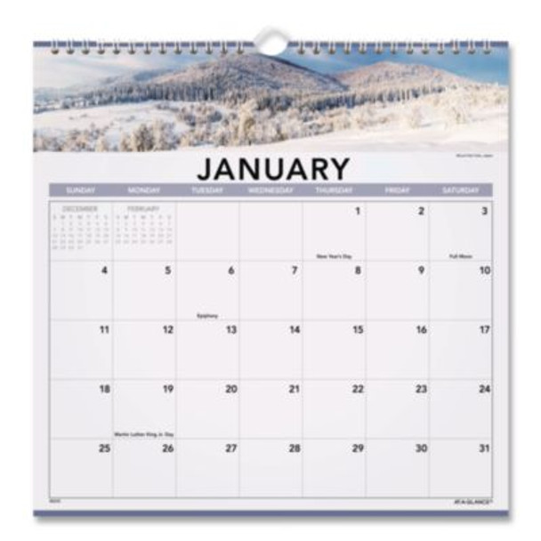 Landscape Monthly Wall Calendar, Landscapes Photography, 12 x 12, White/Multicolor Sheets, 12-Month (Jan To Dec): 2026