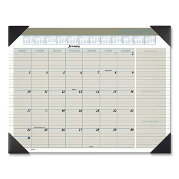 Executive Monthly Desk Pad Calendar, 22 x 17, White Sheets, Black Corners, 12-Month (Jan To Dec): 2026