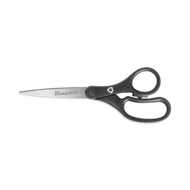 Kleenearth Basic Plastic Handle Scissors, 8" Long, 3.25" Cut Length, Straight Black Handle