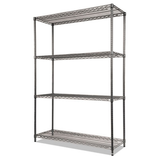 Wire Shelving Starter Kit, Four-Shelf, 48w X 18d X 72h, Black Anthracite