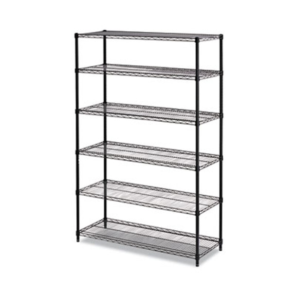 Nsf Certified 6-Shelf Wire Shelving Kit, 48w x 18d x 72h, Black
