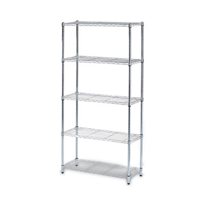 Residential Wire Shelving, Five-Shelf, 36w X 14d X 72h, Silver