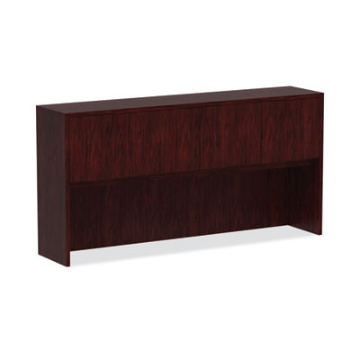 Alera Valencia Series Hutch With Doors, 4 Compartments, 70.63w x 15d x 35.38h, Mahogany
