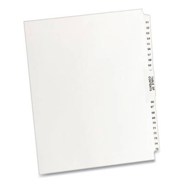 Preprinted Legal Exhibit Side Tab Index Dividers, Avery Style, 26-Tab, 51 To 75, 11 X 8.5, White, 1 Set