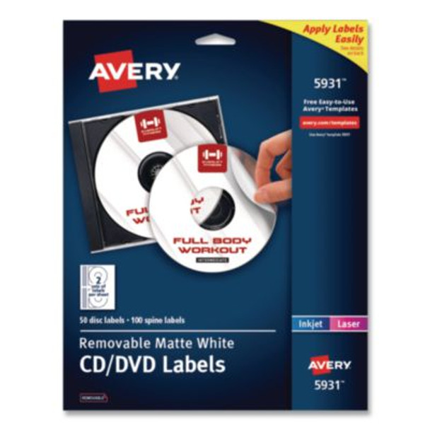 Laser Cd Labels, Matte White, 50/Pack