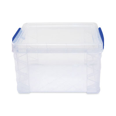 Super Stacker Lift-Off Lid Storage Tote, 7.25" x 10.88" x 6.38", Transparent/Blue