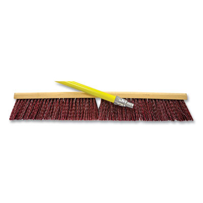 Poly Push Broom Kit, 24" x 60" Metal Handle, Maroon/Yellow